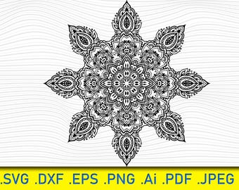 Snowflake SVG: Winter Mandala, Tattoo Design (Digital Files)