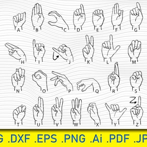 Sign language alphabet, AMERICAN SIGN LANGUAGE Svg, American Sign Language Font, American Sign Language Alphabet, Deaf Font