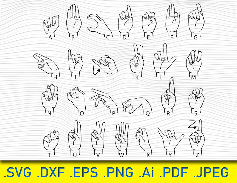 ASL Alphabet SVG: American Sign Language Font (digital Download) - Etsy