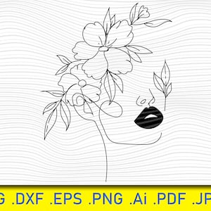 Woman Flowers, Flowers Svg, Floral woman svg, Woman with flower head svg, Flower head svg file, Floral svg, Cutting file Cricut Silhouette