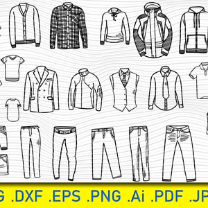 23 Abbigliamento maschile, Vestiti alla moda Svg, Vestiti Svg, Disegno di un vestito, Vestito Svg, Cravatta, Fiocco Svg, Collezione di vestiti, Silhouette, Giacca, Cappotto, Svg