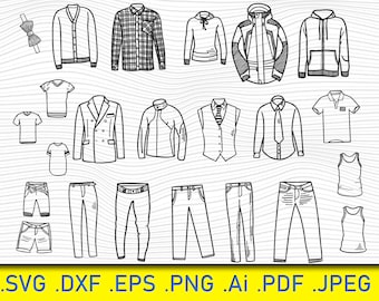 23 Ropa de hombre, Ropa de moda Svg, Ropa Svg, Dibujo de atuendo, Vestido Svg, Corbata, Lazo Svg, Colección de vestidos, Silueta, Chaqueta, Abrigo, Svg