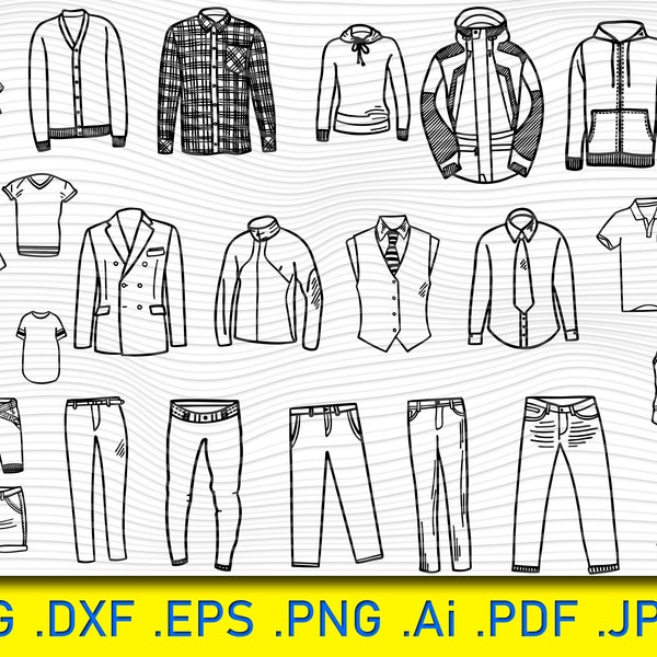 23 Mens Clothing, Fashion Clothes Svg, Clothes Svg, Outfit Drawing, Dress Svg, Tie, Bow Svg, Dress Collection, Silhouette, Jacket, Coat, Svg