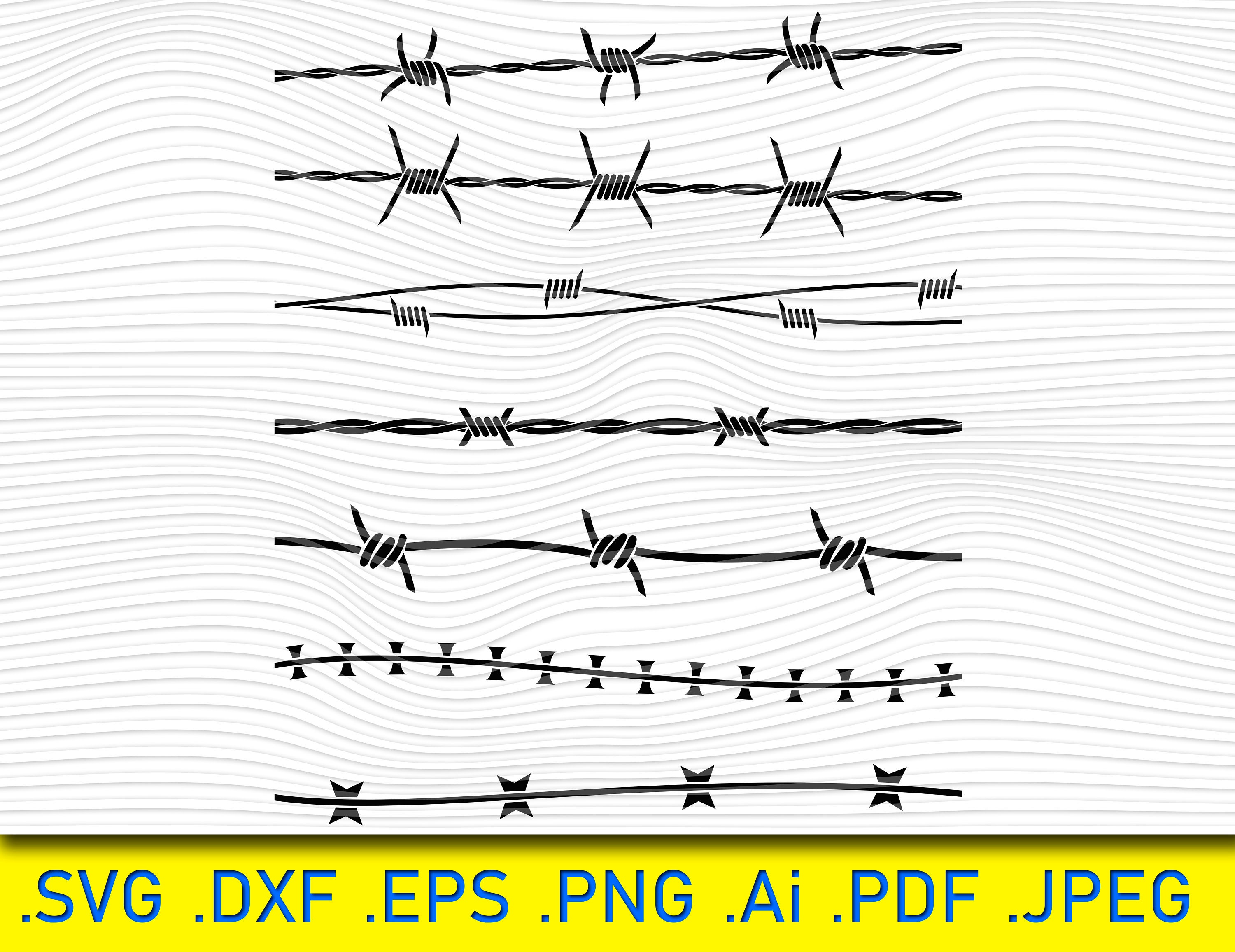 Silhouette barbedwire collection Barb Wire SVG File Barbed Etsy