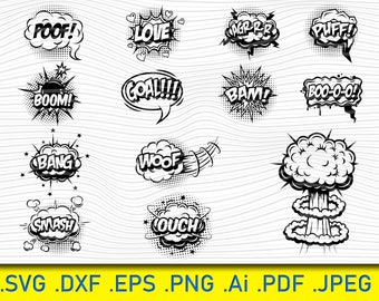 Comic Book SVG Bundle: Superhero Speech Bubbles (Digital Download)
