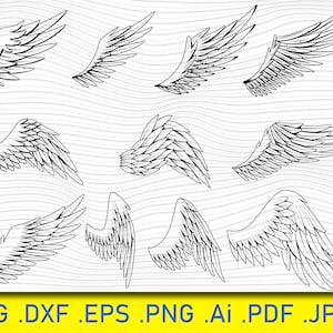 11 WINGS SVG, angel wings svg, angel svg, memorial svg, svg files for cricut, wings silhouette, wings clipart, heaven svg, wings cut file