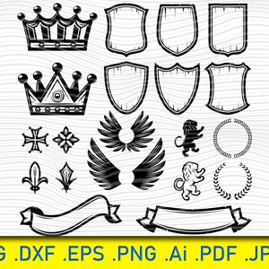 Heraldic emblems, Knight&#39;s shield, coat of arms, emblem svg, arms, knight, knight&#39;s shield, crown, family crest logo, swords and ribbon