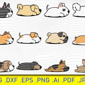 Lazy Dog, Sleeping Cartoon, Lazy Dog Svg, Not Today I'm tired Bulldog SVG, Puppy Eps, Funny Dog Png, Dog Dxf Files, for Cricut or Silhouette