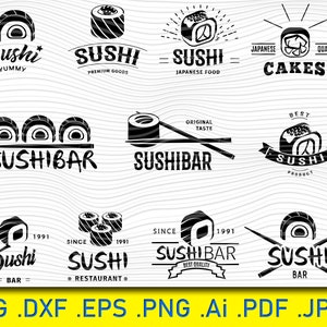 Japanisches Essen, Kawaii Essen SVG Bundle, bedruckbar, Aufkleber, Dateien zum Ausschneiden, Basteln, süße Dateien, Silhouette, Cricut, Sushi svg, Sushi Clipart.