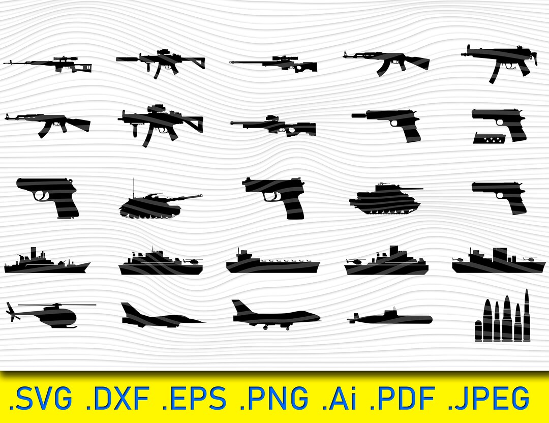 Guns SVG, Military Weapon Svg, Pistol Svg, Weapon Svg, Clipart ...