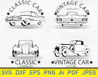 Archivos SVG de coches clásicos antiguos para Cricut y Silhouette (descarga instantánea)
