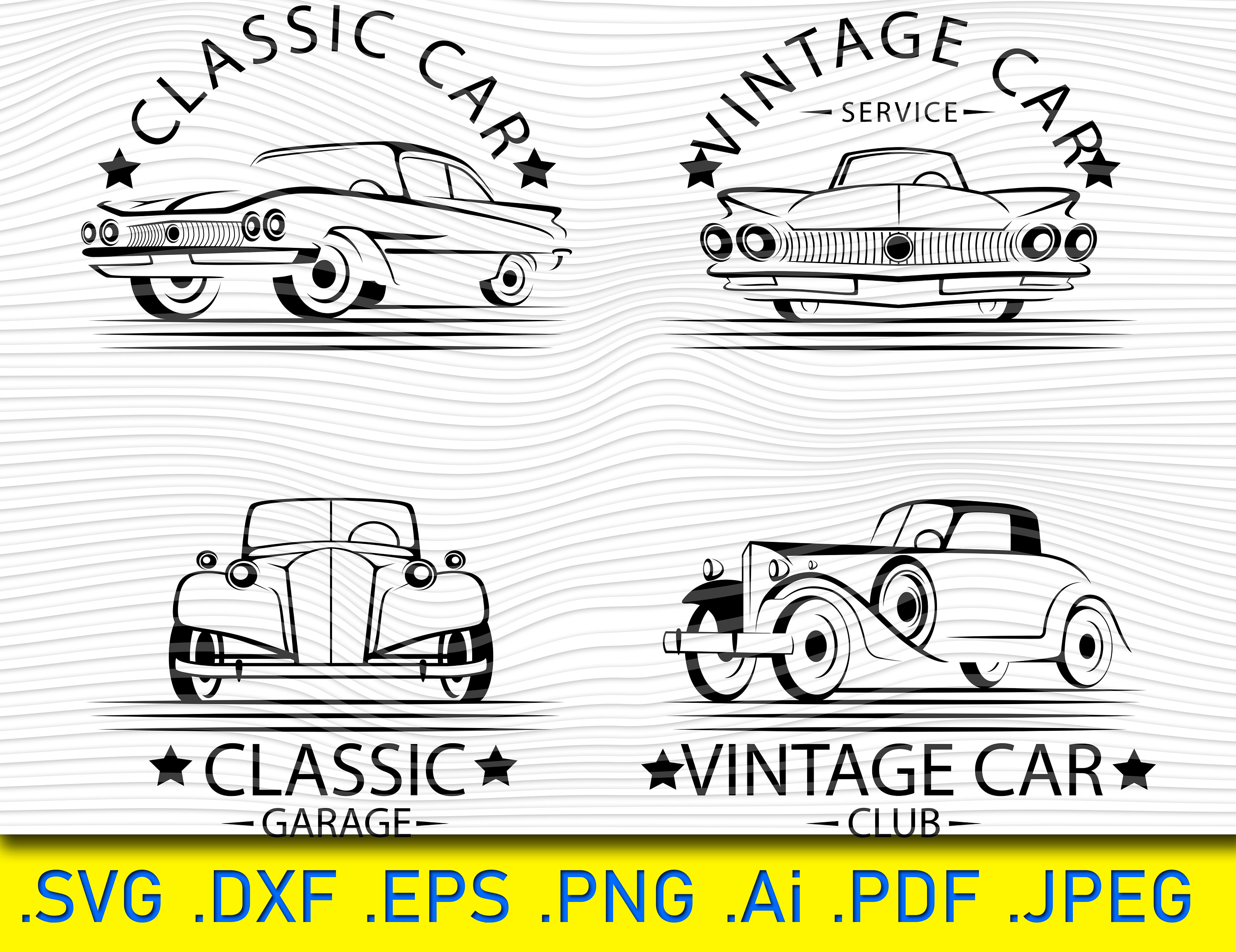 Vintage Rides: SVG Silhouettes Rev Up