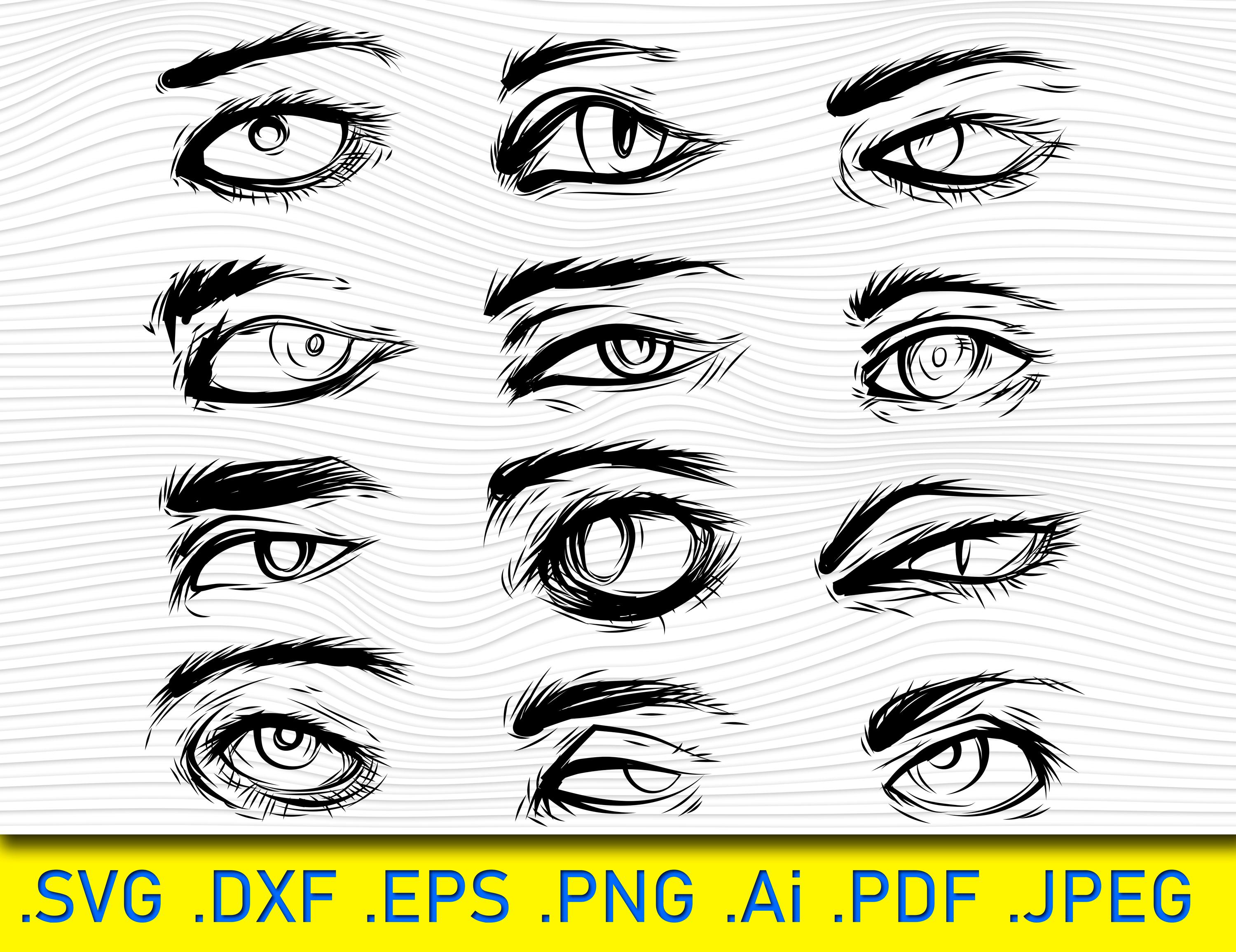 Augen Monogramm, Anime Augen geschnitten, Augen Clipart, Augen Clipart, Augen Clipart, Augen Clipart, Emoji geschnitten, Manga Auge, Augen geschnitten, Silhouette, EPS, PNG
