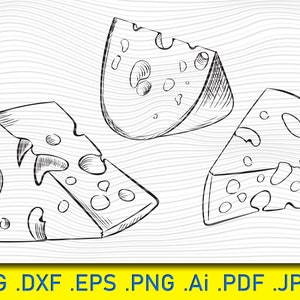 Paquete SVG de queso, SVG de queso, clipart de queso, archivos de corte de queso para Silhouette, archivos para Cricut, vector de queso, Svg, Dxf, Png, Eps, diseño