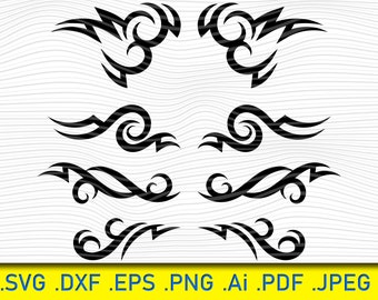 Tribal Tattoo Wings SVG: Silhouette Swirl Art Designs (Digital Files)