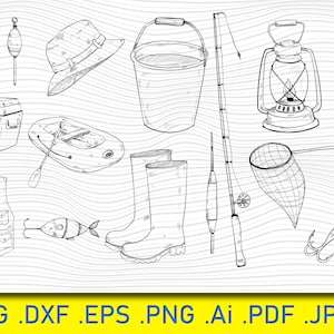 Appâts de pêche Svg, Svg de pêche, des cliparts de pêche, des fichiers de pêche pour Cricut, des fichiers de coupe de pêche pour la Silhouette, des leurres de pêche Svg, Dxf Png Eps