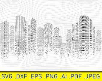 Eco Green Buildings Icons, Skyscrapers Isolated Sketch, City skyscrapers silhouette svg bundle, skyline svg, city svg, skyscraper svg, town