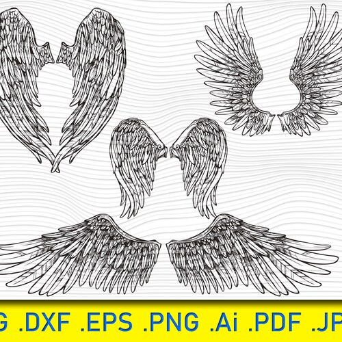 Wings angel Wings Angel Wings Svg Digital Cut Files Dxf - Etsy
