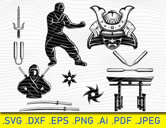 Ninja Svg Ninja Silhouette Ninja Svg Bundle Ninja Clipart Etsy
