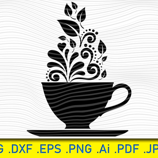 Tea Cup Svg, Coffee Cup, Tea Cup, Instant Digital Download, svg, ai, dxf, eps, png, studio3, and jpg files included, cricut cut file