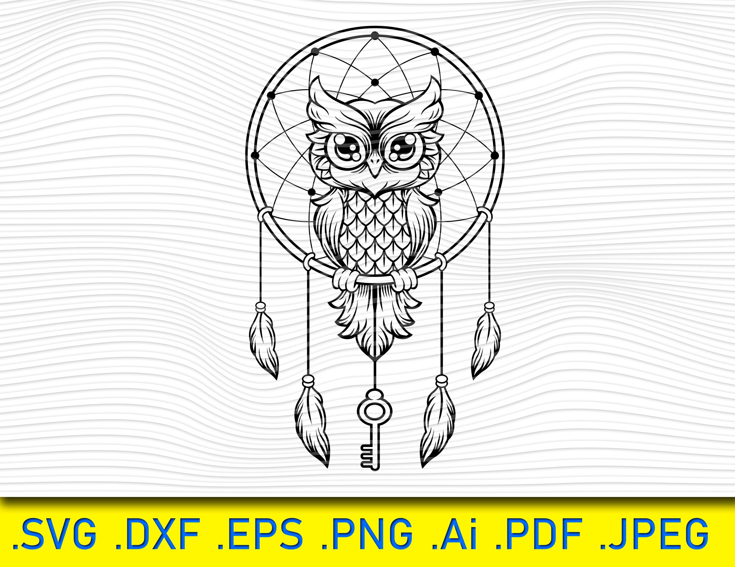 Dream Owl MYTHIC creature svg,bird svg,mythic svg,mythical svg,boho svg,dream catcher svg,owl illust