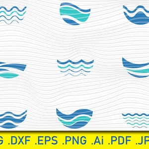 Wave SVG Bundle, Wave SVG, Wave Clipart, Wave Cut Files For Silhouette, Files for Cricut, Wave Vector, Ocean Waves Svg, Dxf, Png, Wave