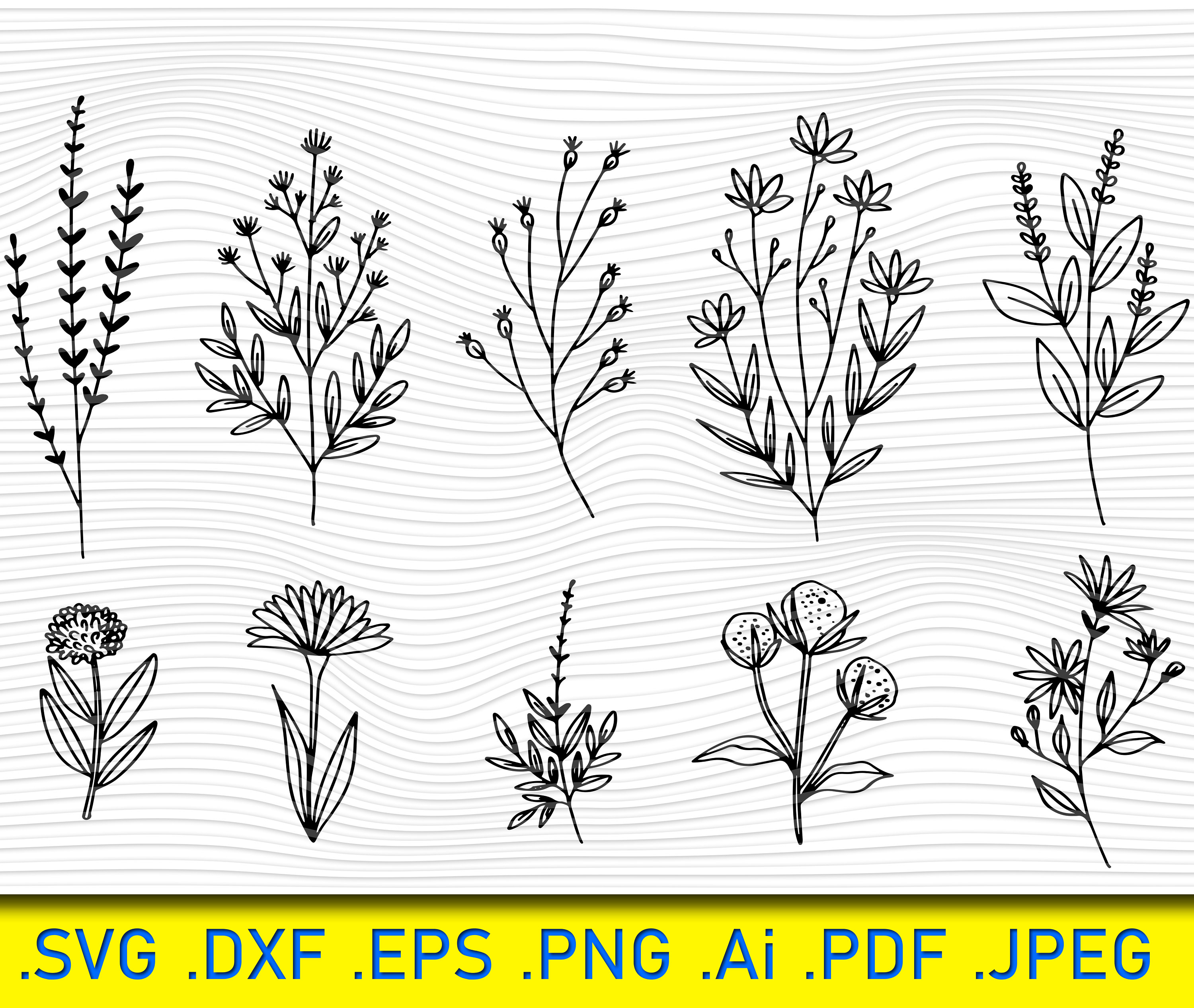 Flower SVG Hand Drawn Plants svg Instant Download Rose SVG Etsy