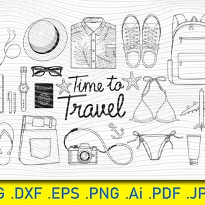 25 Reisobjecten, Reisstempel Svg Bundel, Poststempel svg, Stempel svg, Reisstempel clipart, vector svg, png eps stencil, cut file, voor Cameo
