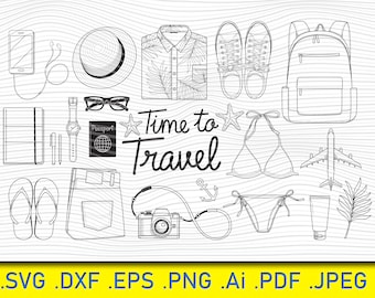 Travel Stamp SVG Bundle, Vacation Clipart (svg, png, eps)