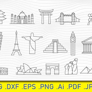 World Landmarks SVG, landmark, world landmark svg,vacation clipart svg,world landmarks,world landmark,world attractions,landmarks silhouette