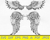 Angel wings svg,wings svg,svg files for cricut,wings silhouette, , dxf, eps, png, jpg, cricut, clipart, commercial use Png Eps Dxf Vector