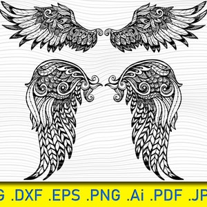 Angel wings svg,wings svg,svg files for cricut,wings silhouette, , dxf, eps, png, jpg, cricut, clipart, commercial use Png Eps Dxf Vector