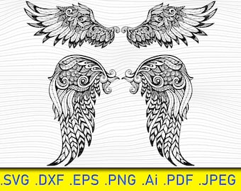 Angel wings svg,wings svg,svg files for cricut,wings silhouette, , dxf, eps, png, jpg, cricut, clipart, commercial use Png Eps Dxf Vector