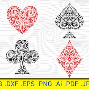 Symbole kart pokerowych, karty do gry Svg, poker Svg, blackjack Svg, ardor, karty, karty tatuażowe Svg, szkic kart pokerowych, sylwetka kart, talia kart