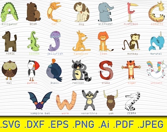 Animal alphabet, Alphabet Sublimation Png,Alphabet Clipart,Png,Alphabet Png,Animal Print,Animal Alphabet,Alphabet Clip art,Animal Letters