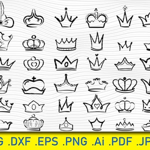 Crown SVG, Crown Clipart, Tiara Svg, Princess Tiara Svg, King Crown, Crown Silhouette,PNG, Dxf, Eps, Crown Vector, Cricut, Monogram clipart
