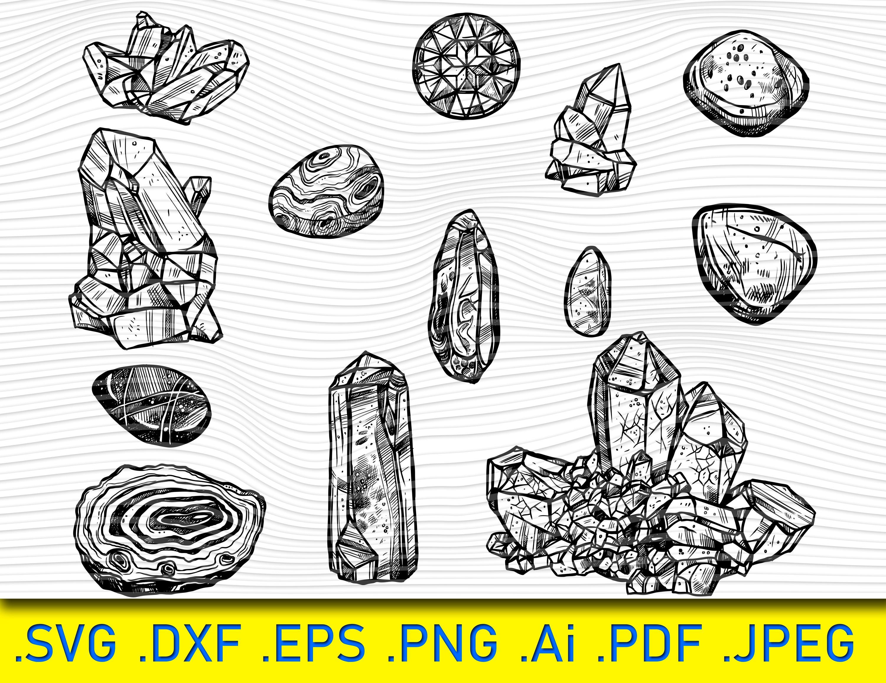 Crystals & Gemstones SVG Bundle: Diamond, Sapphire, Ore (digital Files ...
