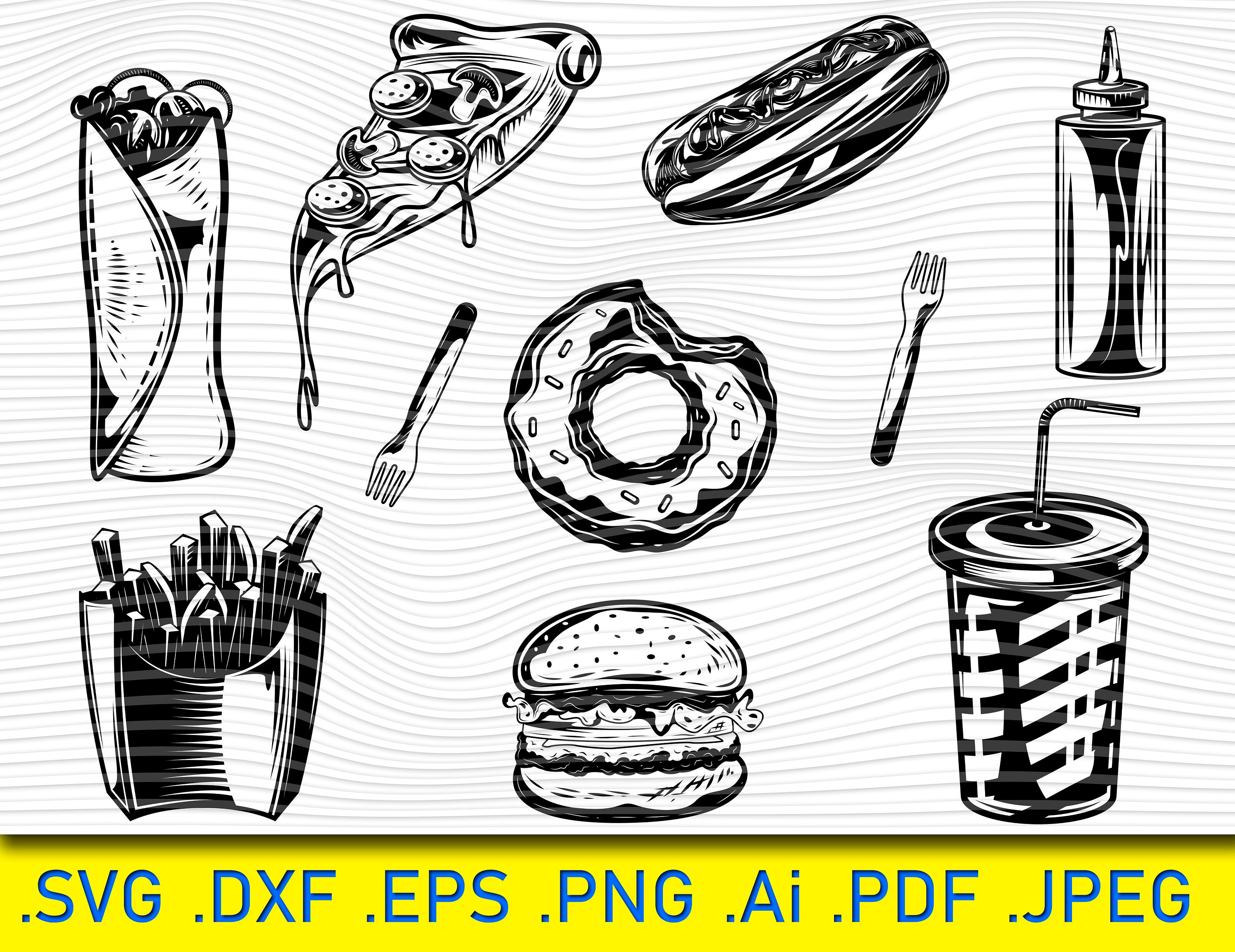 Fast Food Svg Bundlefast Food Svghamburger Svgfrench Fries - Etsy
