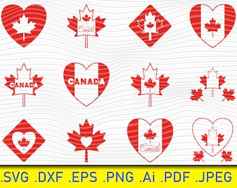 Canada Day Maple Leaf SVG Icons: Canada Flag Vector (Digital Download)