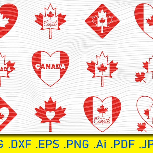 12 Canada Day Icon with Maple Leaf, Canada Flag SVG, Canada Flag, Canada Flag, Canada SVG, Maple Leaf Vector, Oh Canada png, Canada Day, Svg