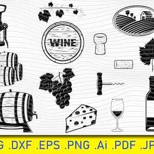 Vino Svg, Barriles De Madera De Vid, Racimo De Uvas Svg, Queso Svg, Sacacorchos Svg, Amantes Del Vino Svg, Beber Svg, Copa De Vino Svg, Uvas Svg