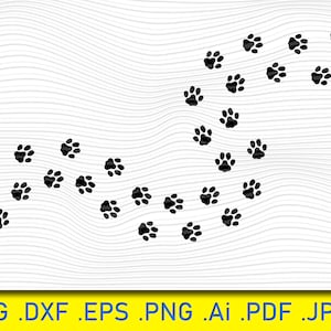 Pad voetafdrukken kat, poot svg, voetafdruk kattenpoot svg, poot hond svg, pootafdrukken svg, huisdier svg, pootbestand, pootbestand voor Cricut, pootafdrukken knippen