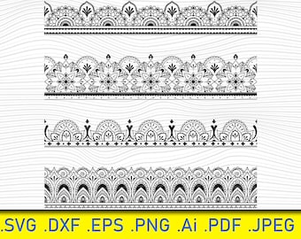 Conjunto de bordes étnicos indios: paquete de imágenes prediseñadas SVG (descarga digital)