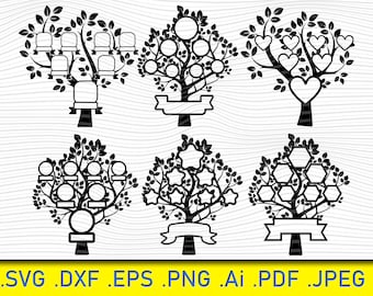 Family Tree SVG, Tree SVG Cut Files, Tree Monogram Svg, dxf, eps, png, Family Tree Silhouette, Digital Files, Family Tree Clipart, Clip Art