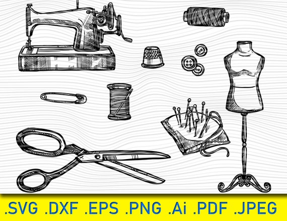 Doodle Nahen Vektor Pack Nahen Handwerk Clipart Handgemachte Etsy