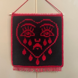 Crying Heart Handmade Crochet Tapestry