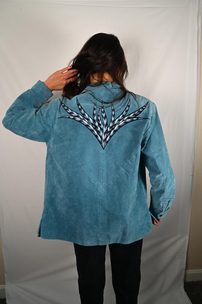 Bob Mackie Turquoise Suede Jacket