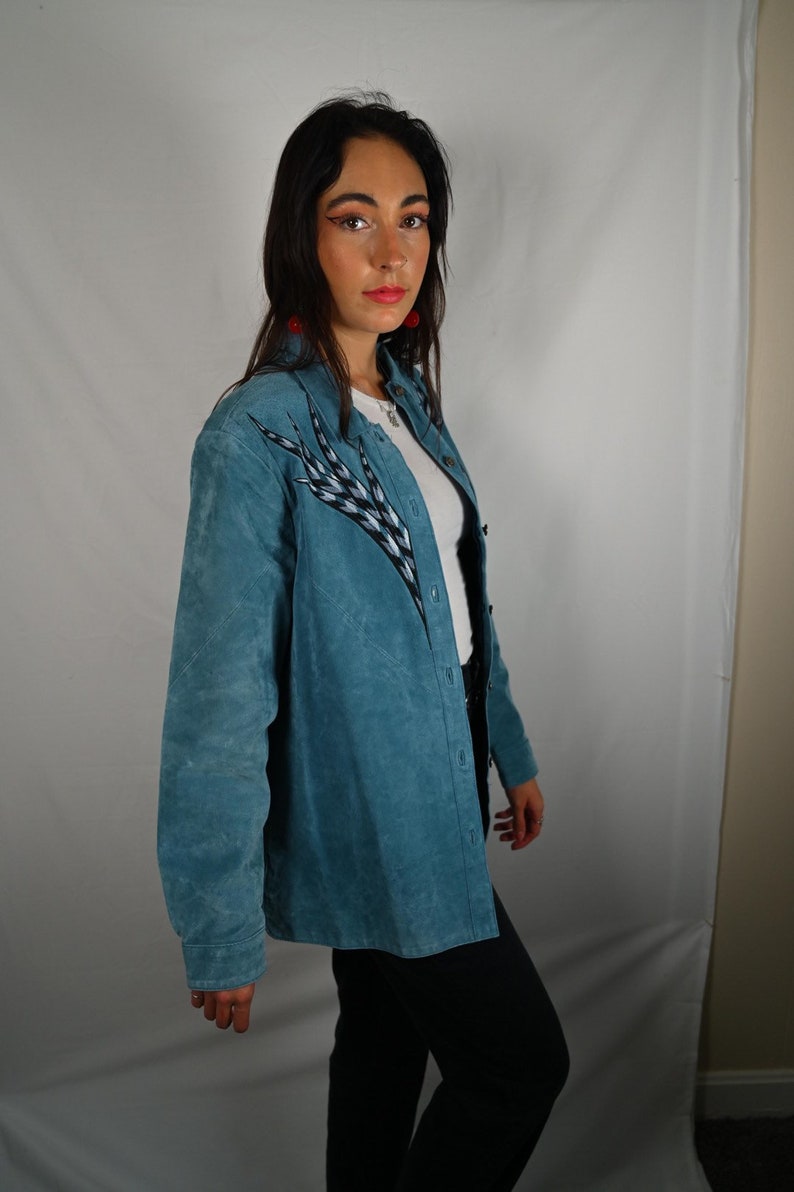 Bob Mackie Turquoise Suede Jacket