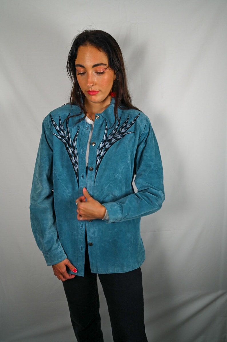 Bob Mackie Turquoise Suede Jacket