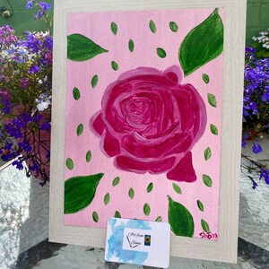 Pink Rose (A4 Original Acrylic Painting)